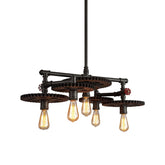 Lámpara de araña con parte superior de metal vintage, color negro, lámpara colgante para comedor de 3/5/7 luces con válvula